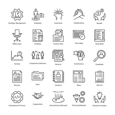 İş yönetimi ve büyüme vektör hat simgeler 6