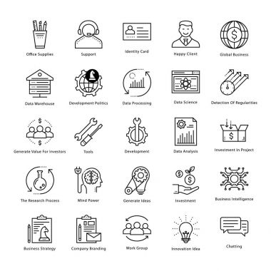 İş yönetimi ve büyüme vektör hat simgeler 5