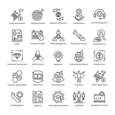 İş yönetimi ve büyüme vektör hat simgeler 10