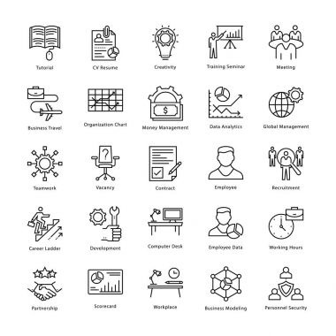 İş yönetimi ve büyüme vektör hat simgeler 15