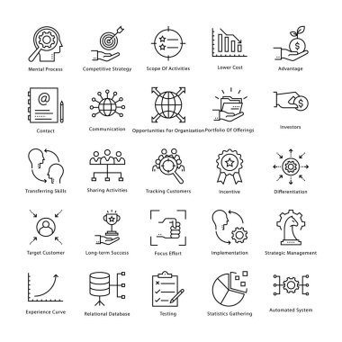 İş yönetimi ve büyüme vektör hat simgeler 27