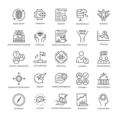 İş yönetimi ve büyüme vektör hat simgeler 37