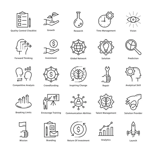 Iconos de la línea vectorial de gestión y crecimiento empresarial 1 — Vector de stock