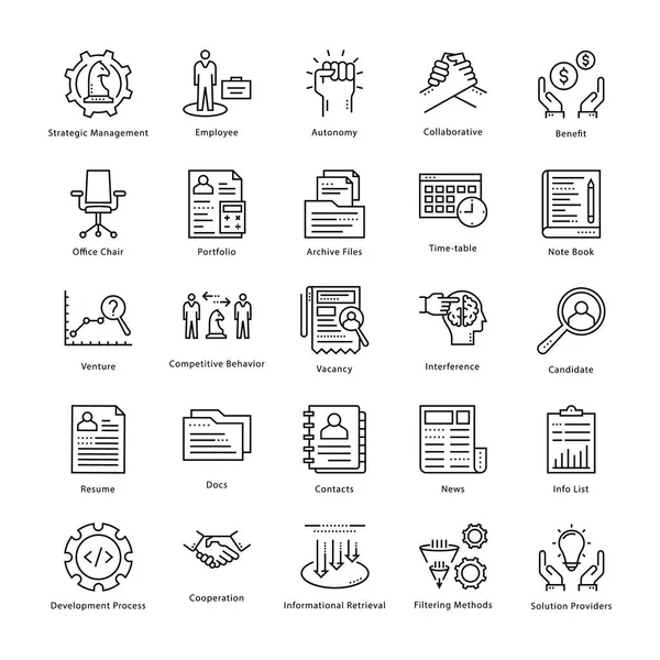 Iconos de la línea vectorial de gestión y crecimiento empresarial 6 — Vector de stock