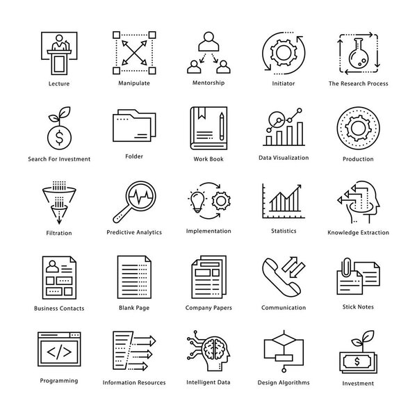 Business Management and Growth Vector Line Icons 4