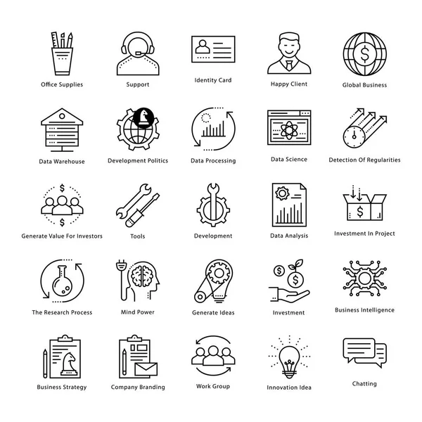 Iconos de la línea vectorial de gestión y crecimiento empresarial 5 — Vector de stock