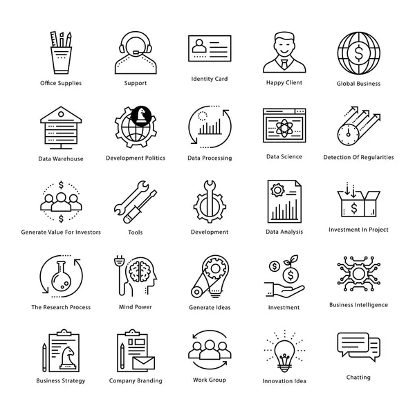 Gestion d'entreprise et croissance Icônes de la ligne vectorielle 5 — Image vectorielle