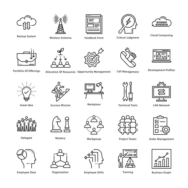 Iconos de la línea vectorial de gestión y crecimiento empresarial 9 — Archivo Imágenes Vectoriales