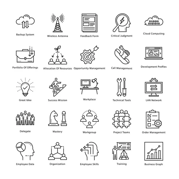 Iconos de la línea vectorial de gestión y crecimiento empresarial 9 — Vector de stock