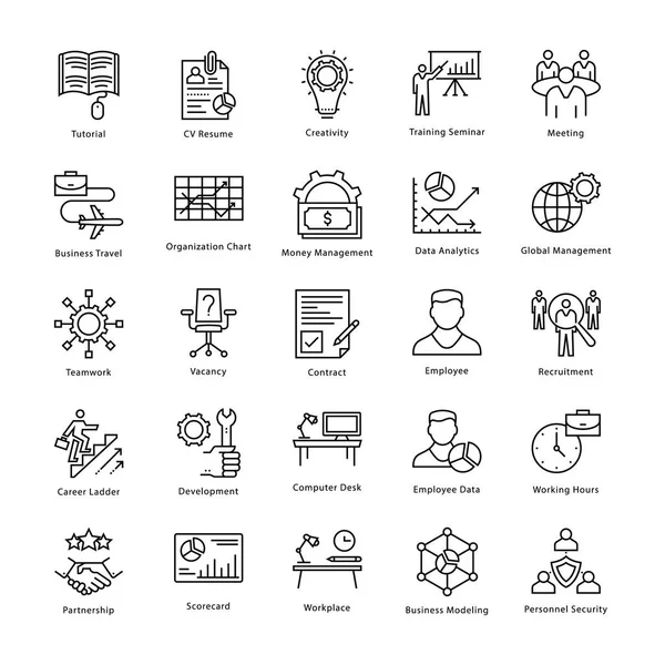 Iconos de la línea vectorial de gestión y crecimiento empresarial 15 — Vector de stock