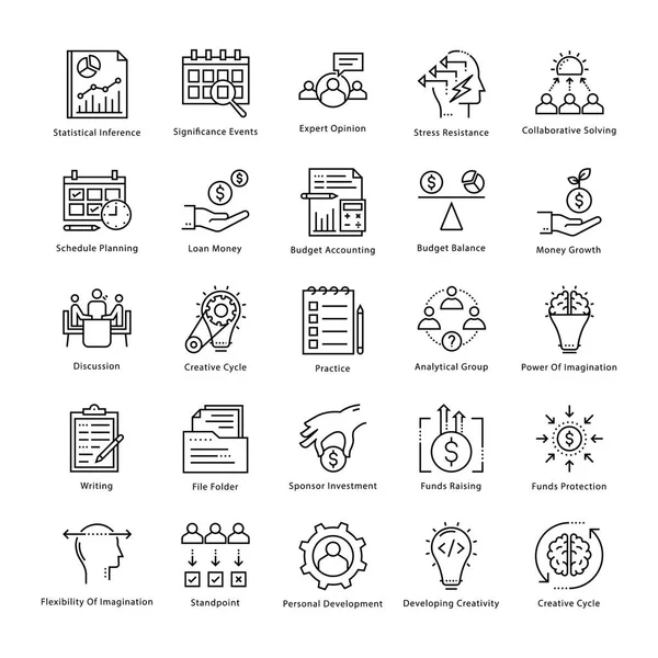 Iconos de la línea vectorial de gestión y crecimiento empresarial 18 — Archivo Imágenes Vectoriales