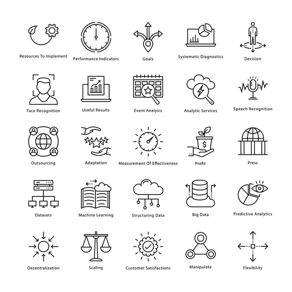 Iconos de la línea vectorial de gestión y crecimiento empresarial 28 — Vector de stock