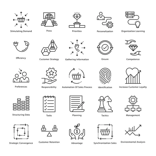 Iconos de la línea vectorial de gestión y crecimiento empresarial 30 — Archivo Imágenes Vectoriales