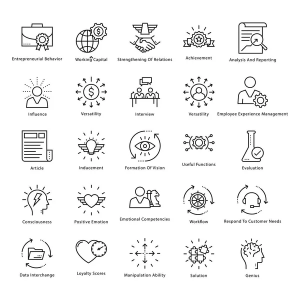 Geschäftsführung und Wachstumsvektorzeilen-Symbole 38 — Stockvektor