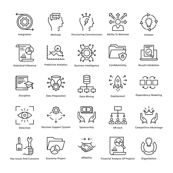 Gestione aziendale e crescita Vector Line Icons 39 — Vettoriale Stock