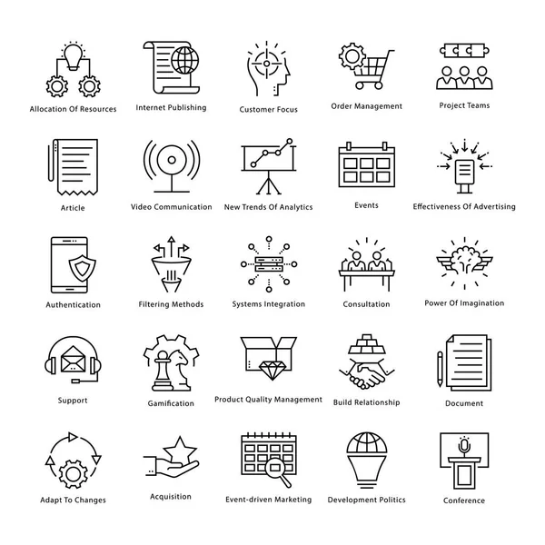 Iconos de la línea vectorial de gestión y crecimiento empresarial 48 — Vector de stock