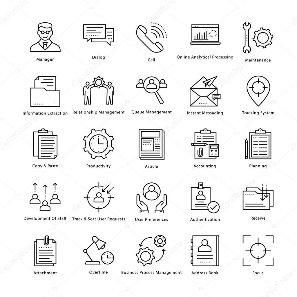 Business Management and Growth Vector Line Icons 7