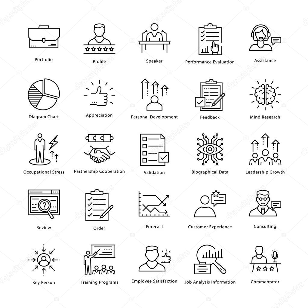 Business Management and Growth Vector Line Icons 12