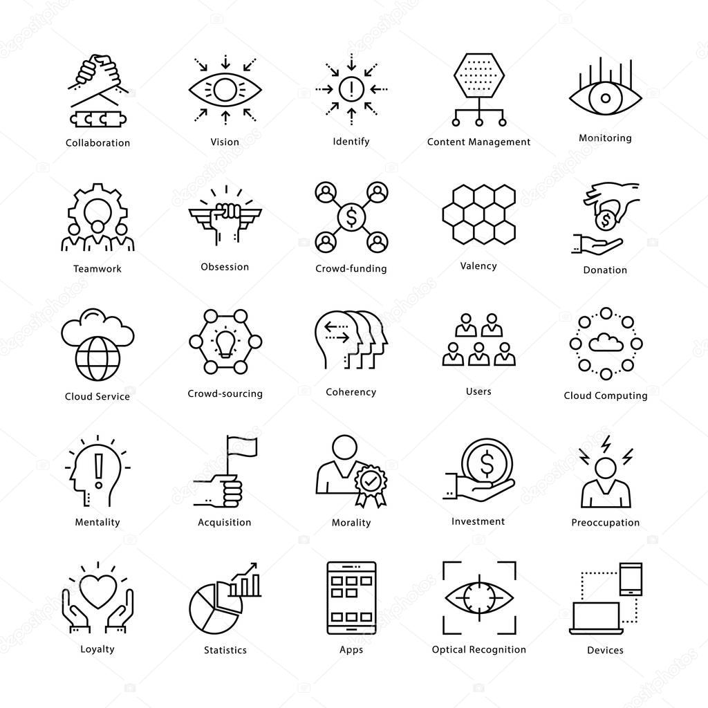 Business Management and Growth Vector Line Icons 25