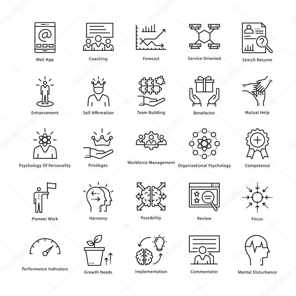 Business Management and Growth Vector Line Icons 22