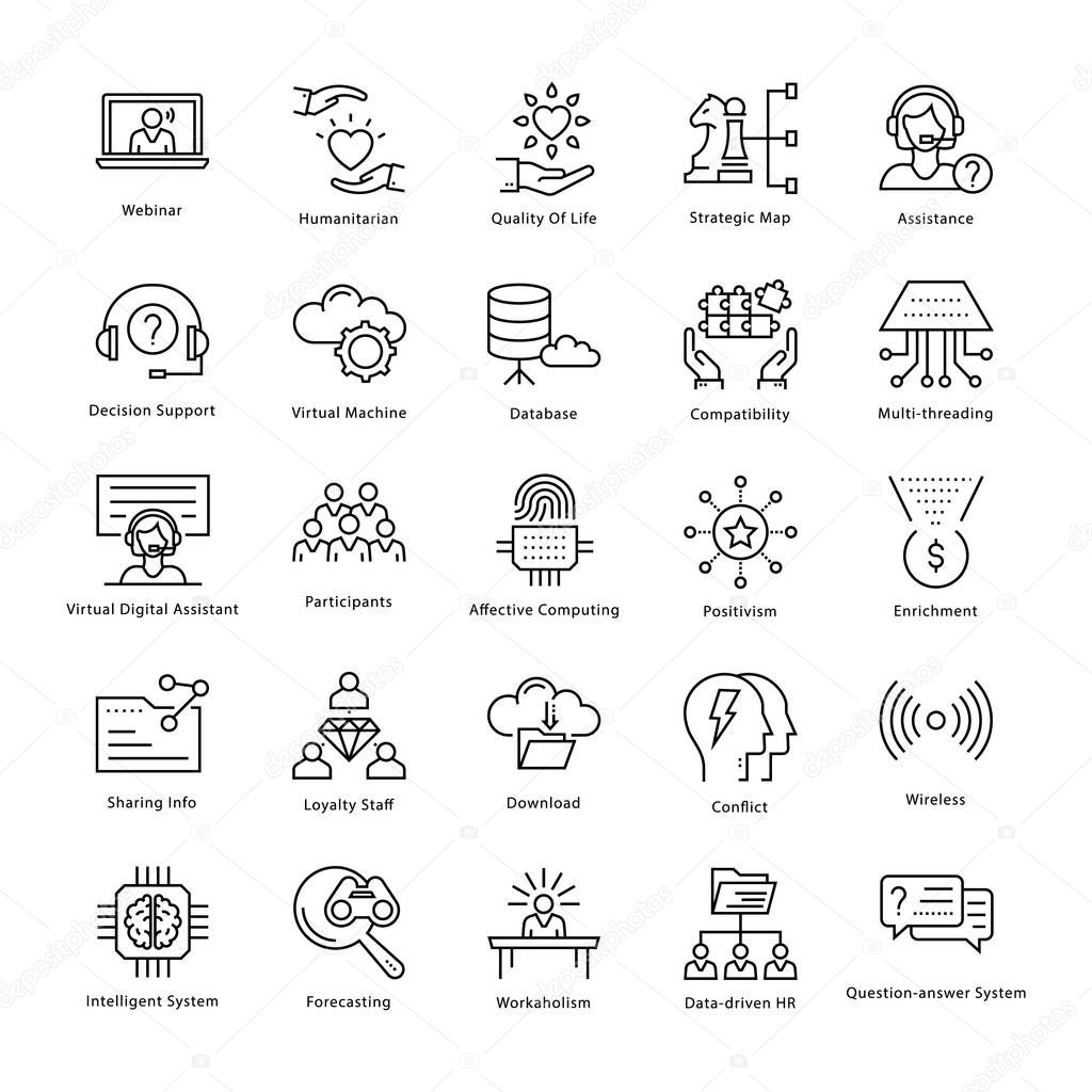 Business Management and Growth Vector Line Icons 26