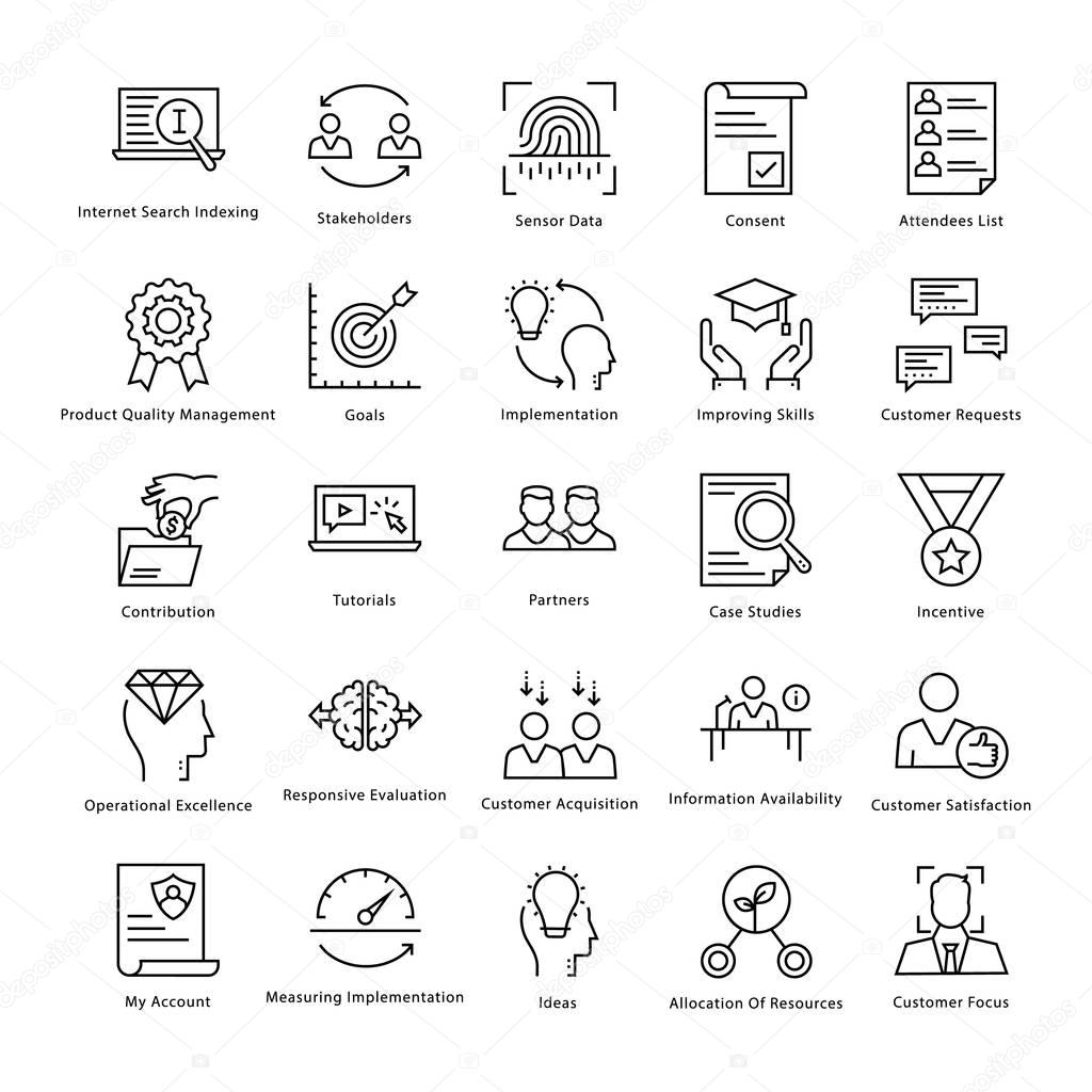 Business Management and Growth Vector Line Icons 29