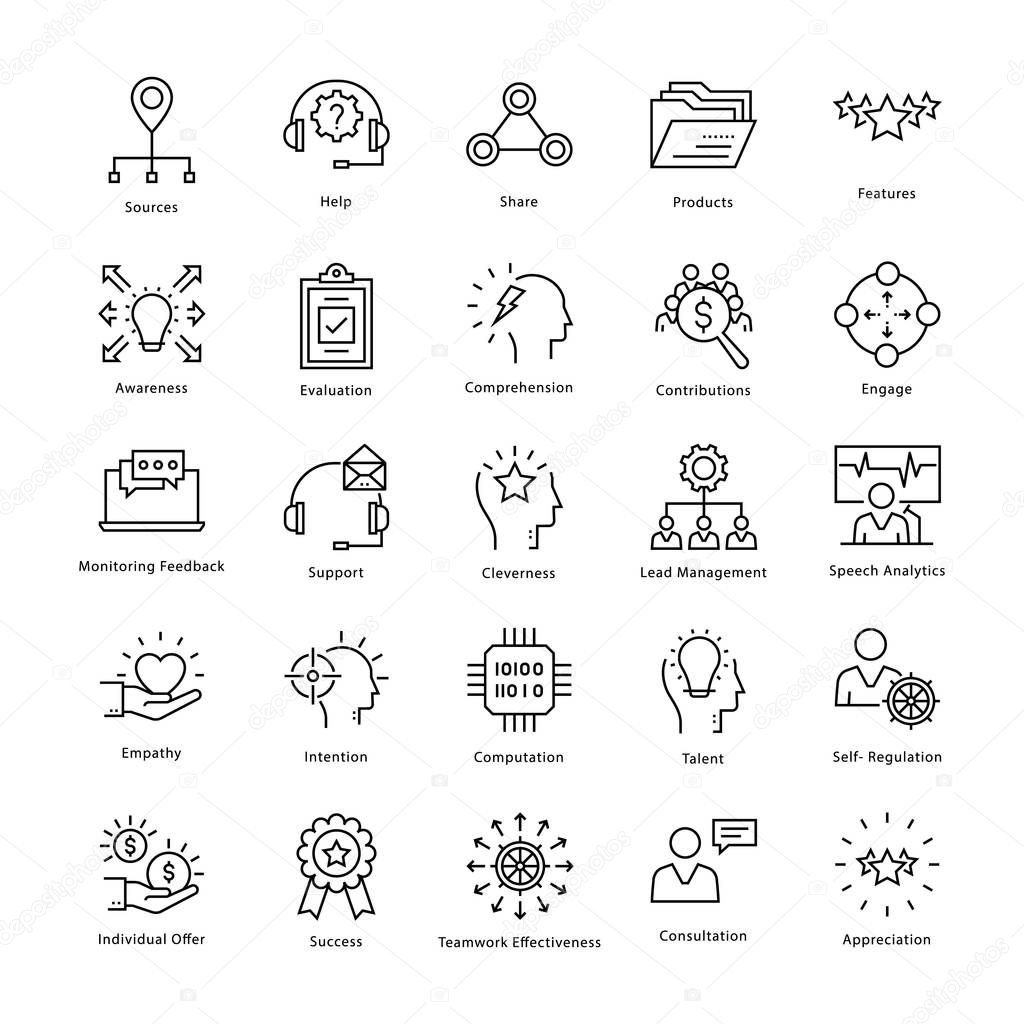 Business Management and Growth Vector Line Icons 33