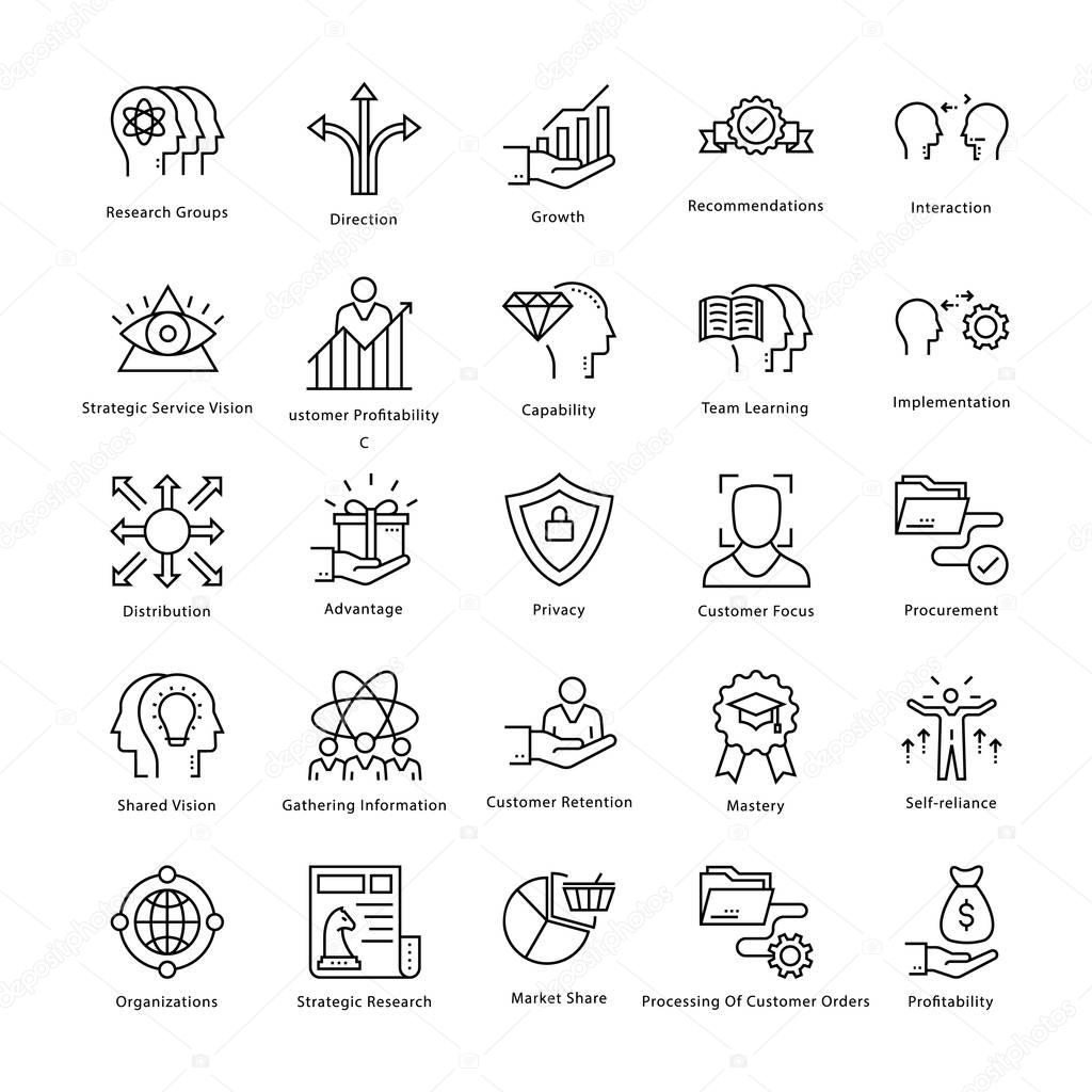 Business Management and Growth Vector Line Icons 31