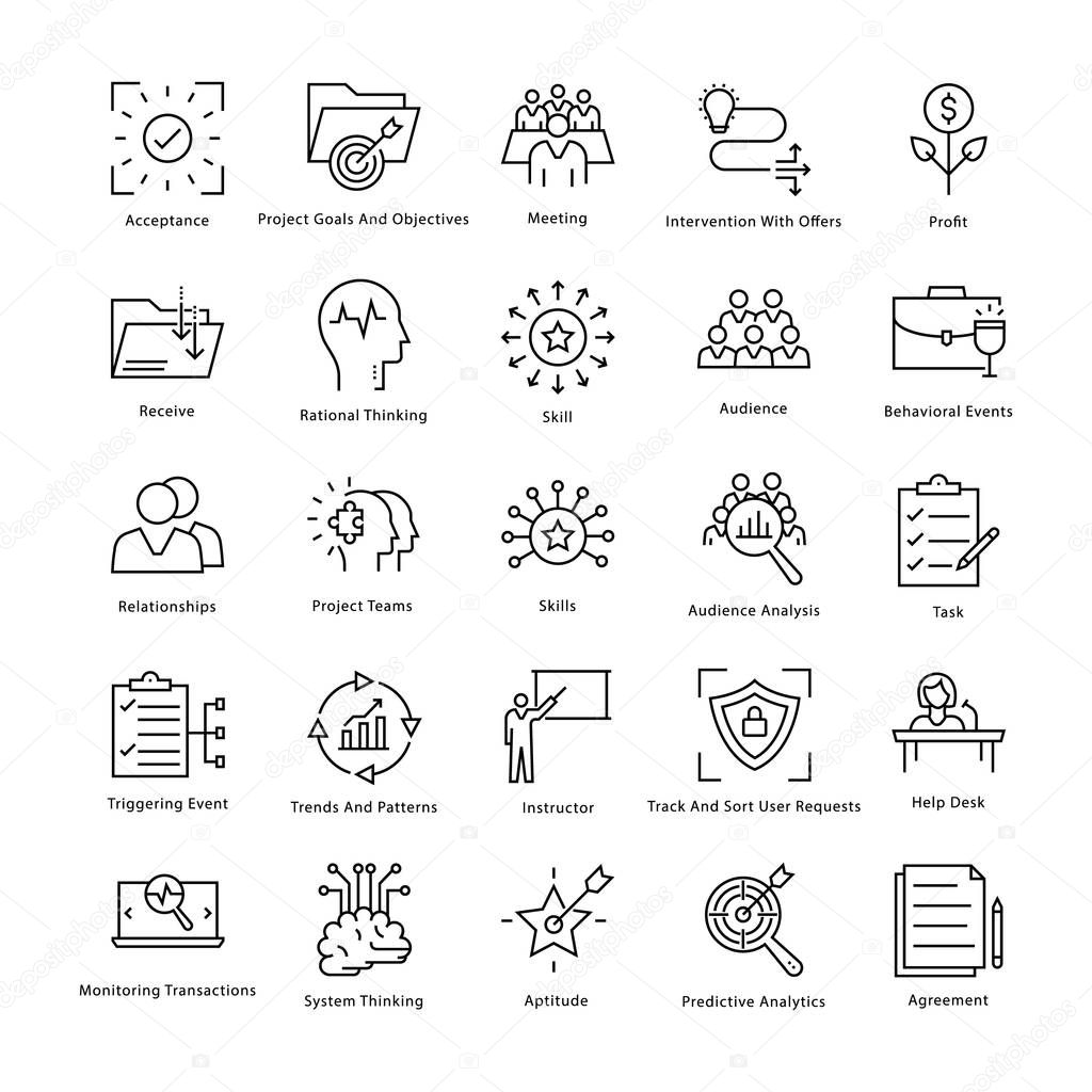 Business Management and Growth Vector Line Icons 40