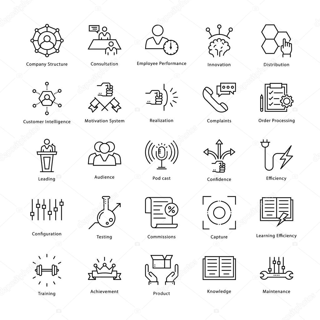 Business Management and Growth Vector Line Icons 41