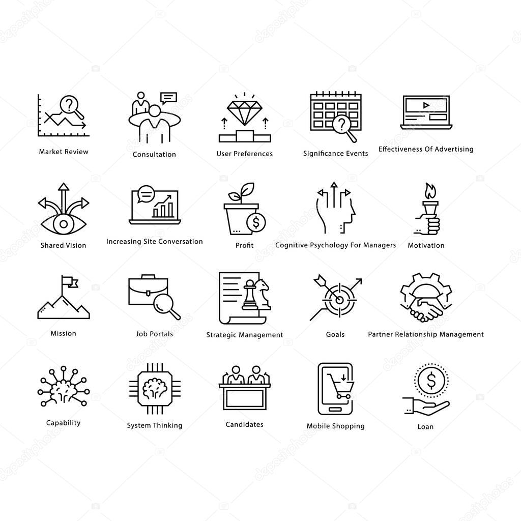 Business Management and Growth Vector Line Icons 51