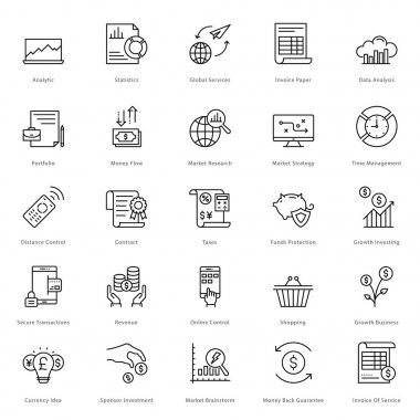 Bankacılık ve Finans çizgi vektör simgeler 14
