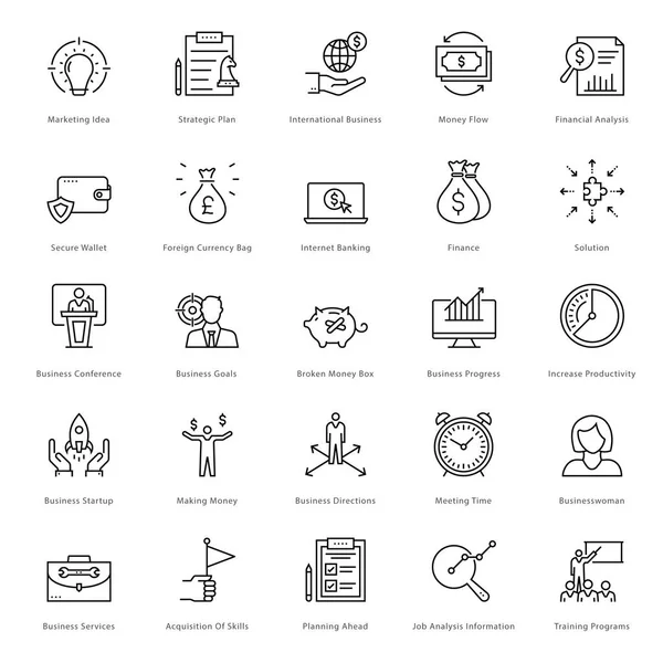 Línea Bancaria y Financiera Vectores Iconos 9 — Vector de stock