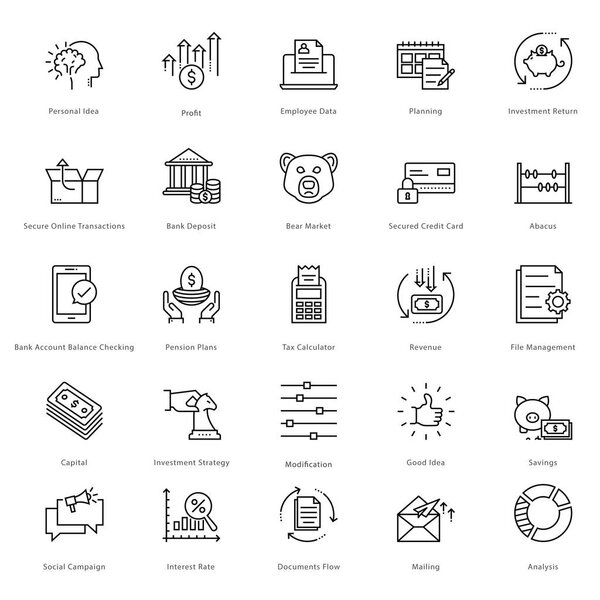 Banking and Finance Line Vector Icons 20