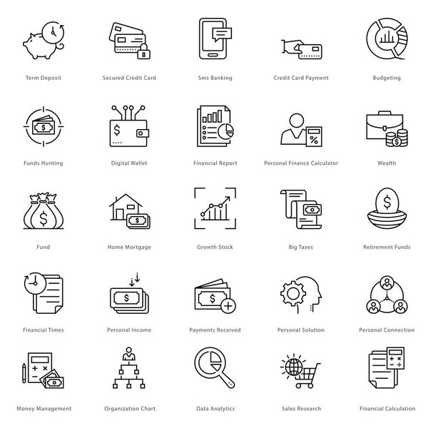 Banking and Finance Line Vector Icons 19
