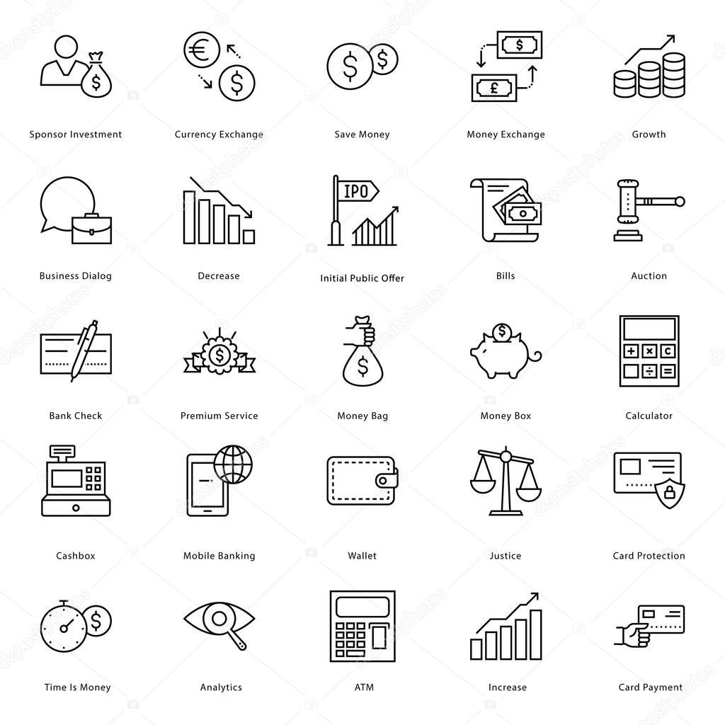 Banking and Finance Line Vector Icons 1