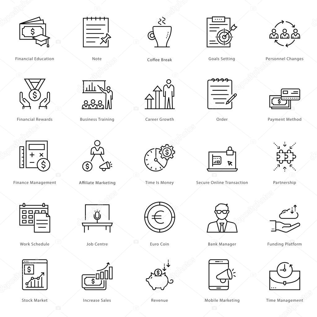 Banking and Finance Line Vector Icons 23