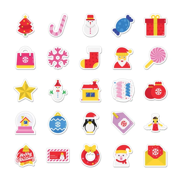 Jul, fest och firande färgad vektor ikoner 1 — Stock vektor
