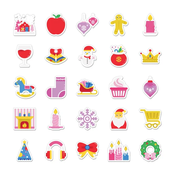 Icônes vectorielles colorées de Noël, de fête et de célébration 3 — Image vectorielle