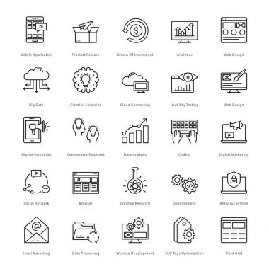 Web ve Seo çizgi vektör simgeler 2