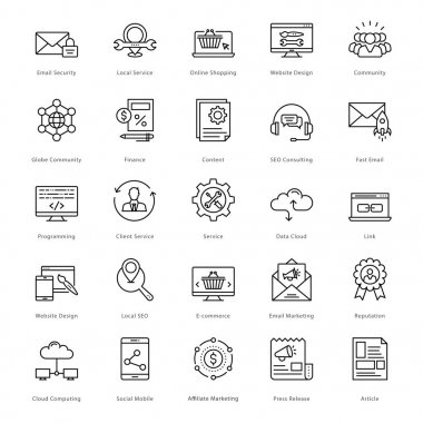 Web ve Seo çizgi vektör simgeler 11