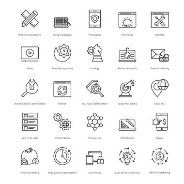 Web ve Seo çizgi vektör simgeler 12