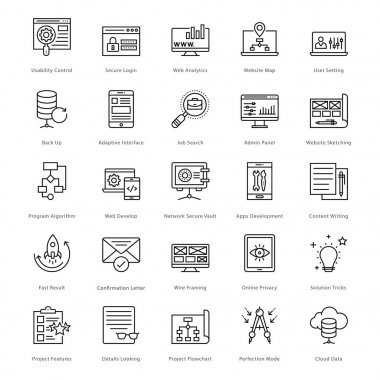 Web ve Seo çizgi vektör simgeler 20