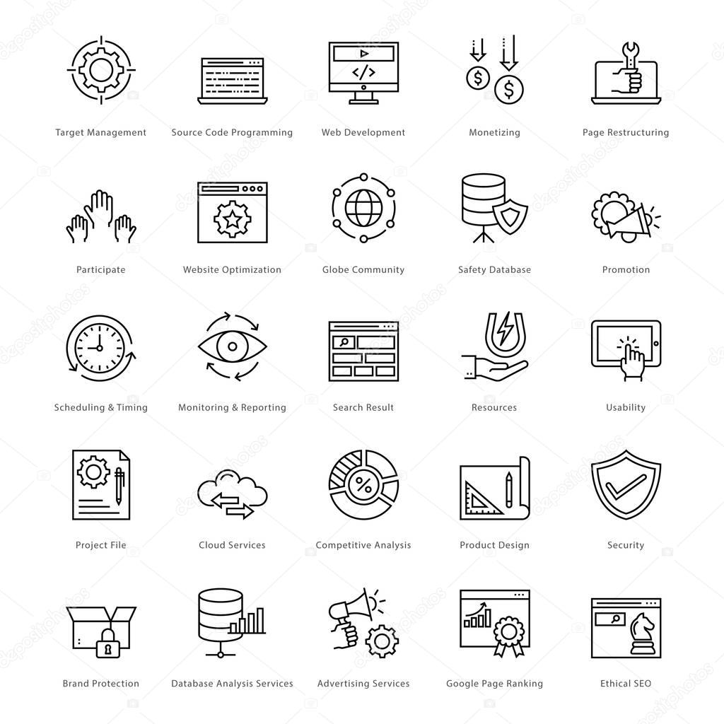 Web and SEO Line Vector Icons 13