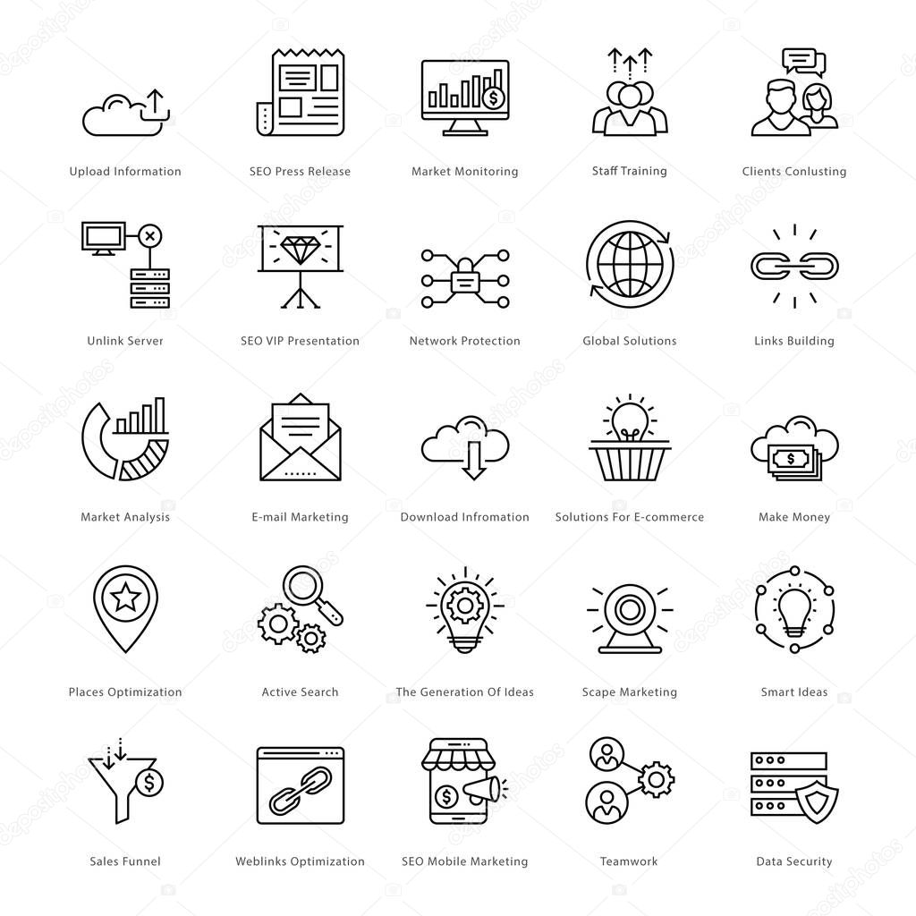 Web and SEO Line Vector Icons 9