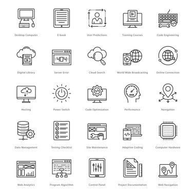 Web ve Seo çizgi vektör simgeler 27