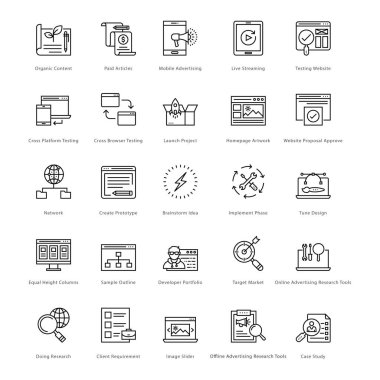 Web ve Seo çizgi vektör simgeler 30