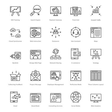 Web ve Seo çizgi vektör simgeler 40