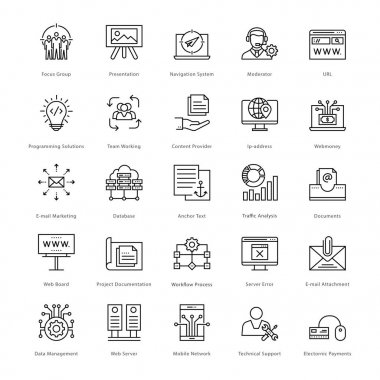 Web ve Seo çizgi vektör simgeler 50