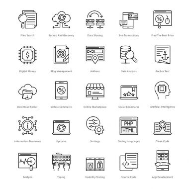 Web ve Seo çizgi vektör simgeler 53